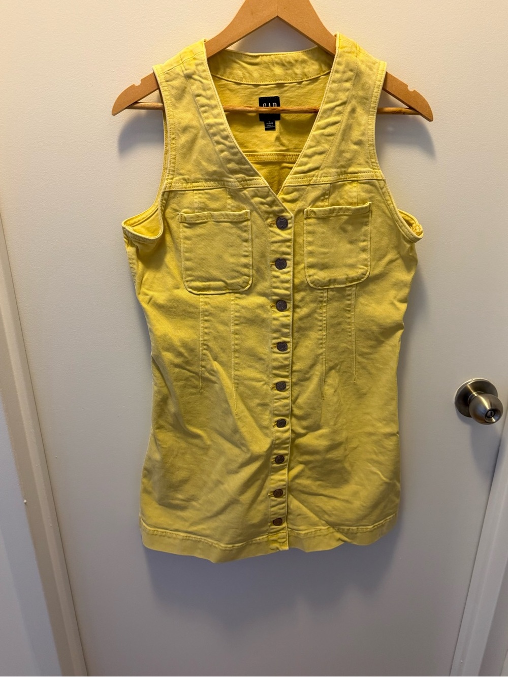 GAP Sunlit Yellow Button-Front Tank Dress